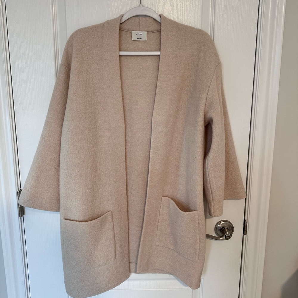 Aritzia Beige Open-Front Sweater